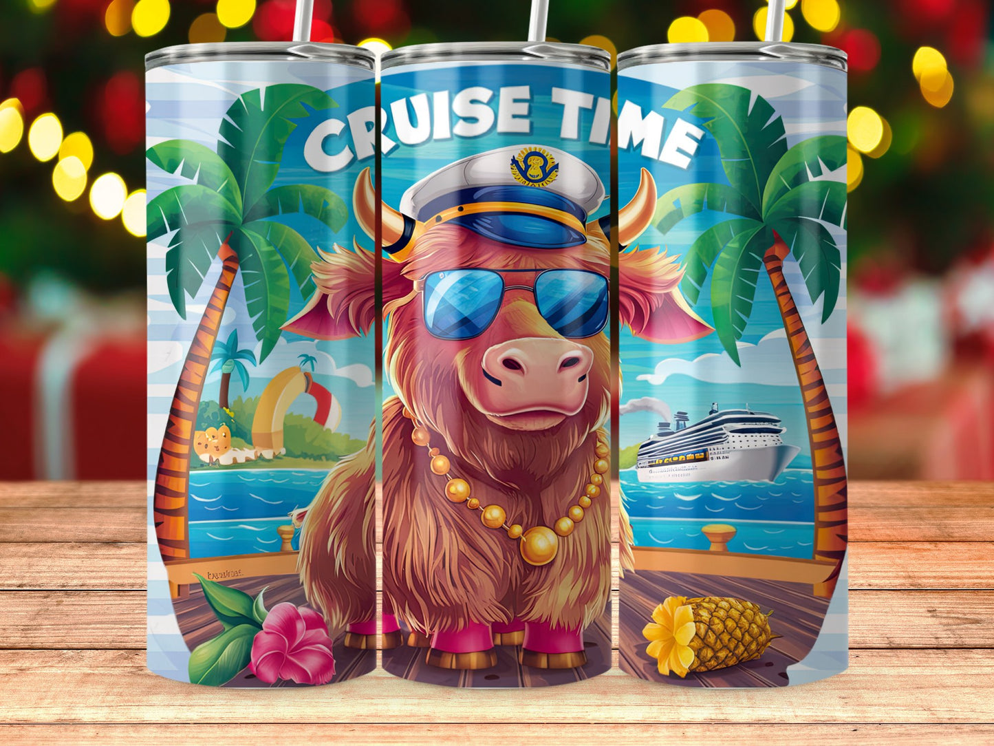 Cruise Time Tropical Cow Design Tumbler product