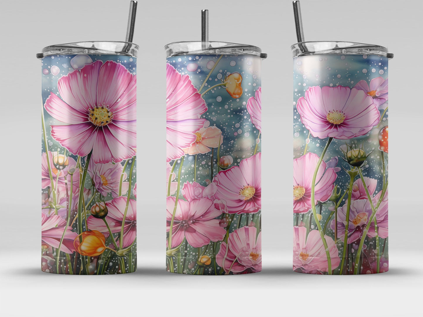 Beautiful Pink and Blue Floral Tumbler product