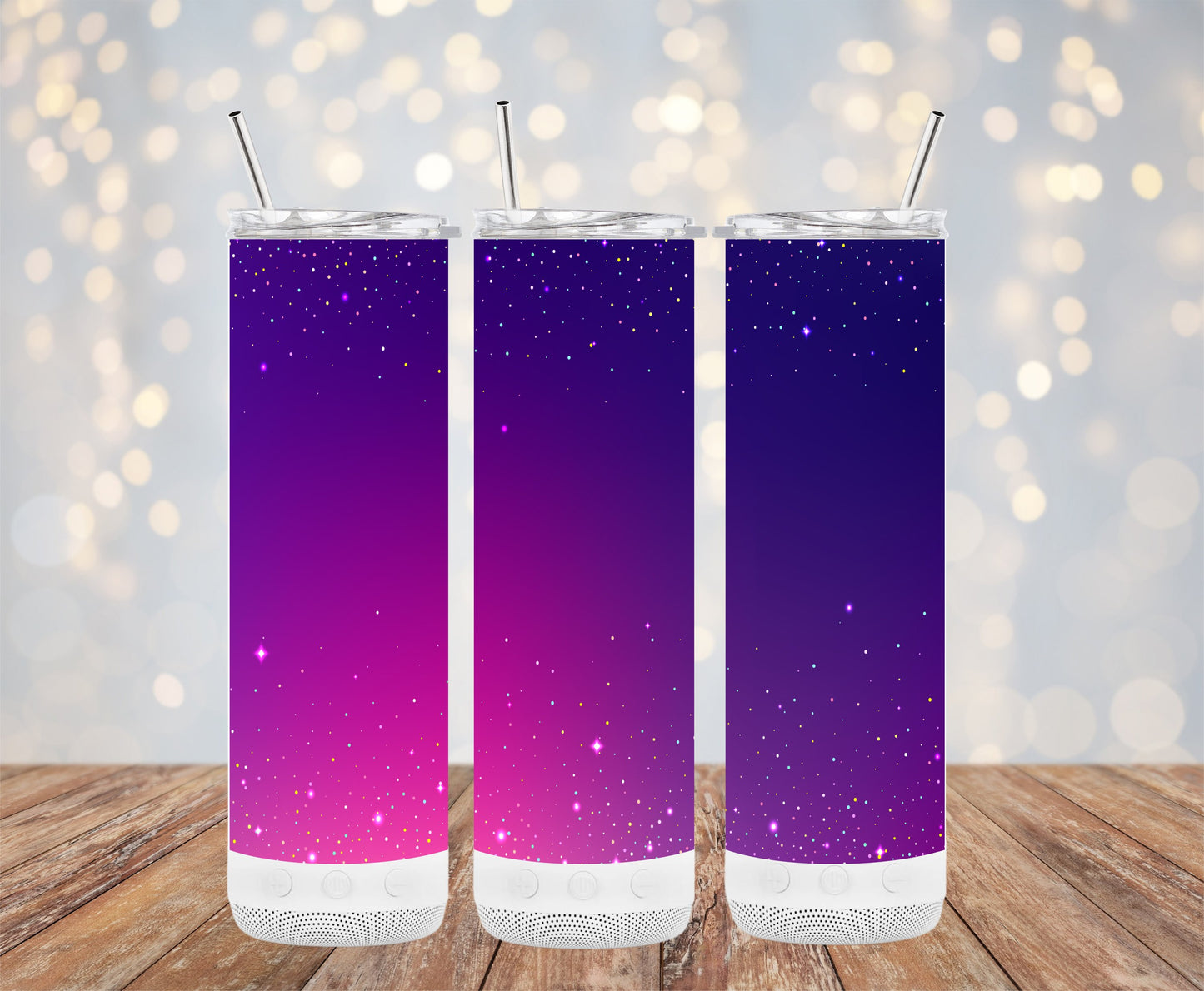 Purple Gradient and Stars Design Tumbler product