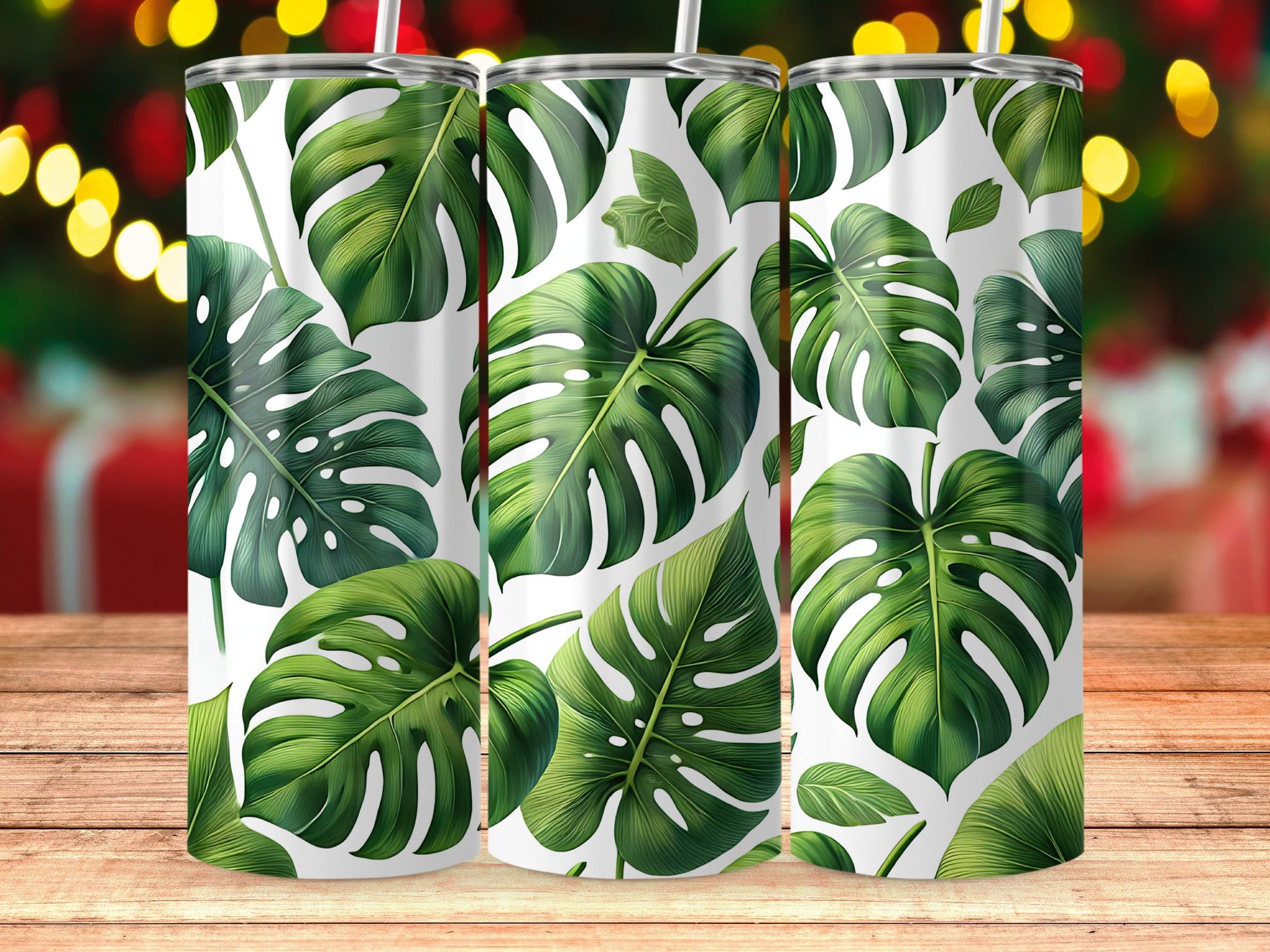 Tropical Green Leaf Print Tumbler for Drinkware product type