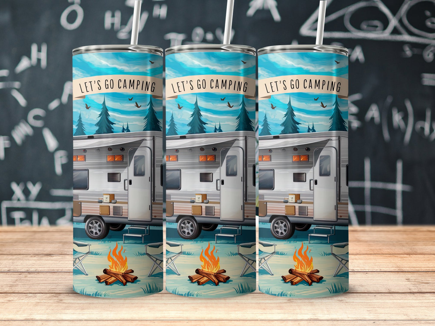 Let's Go Camping Design with RV and Campfire product type