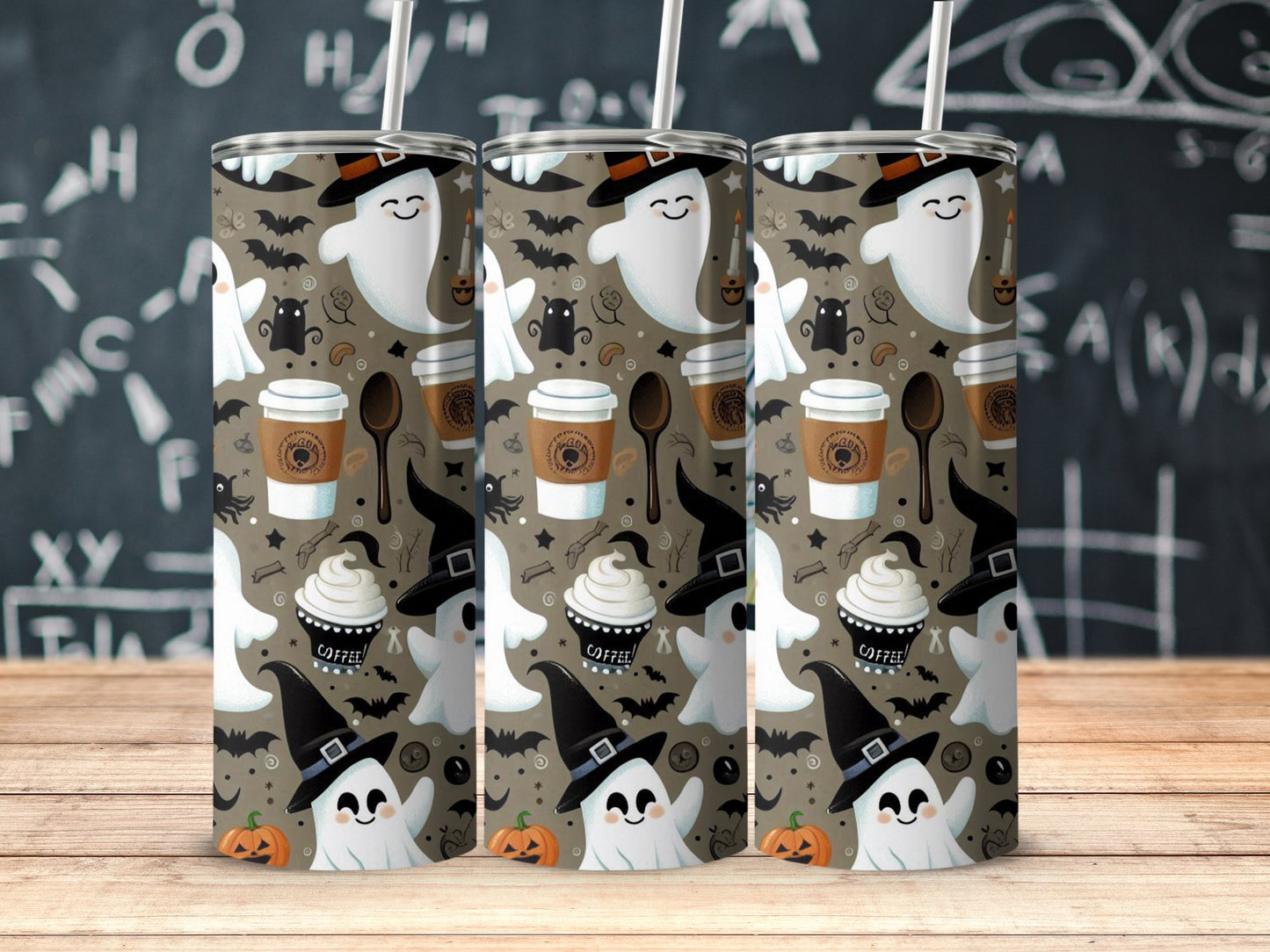 Halloween Ghosts and Coffee Theme Tumbler product type