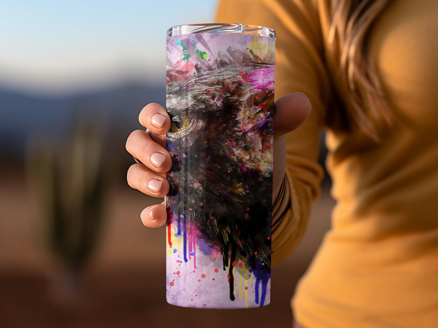 Vibrant Abstract Eagle Design Travel Tumbler product type