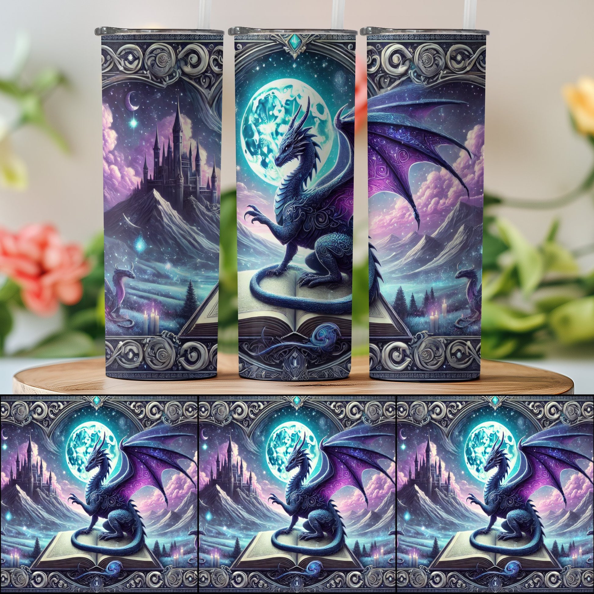Enchanted Dragon Castle Fantasy Artwork Tumbler product