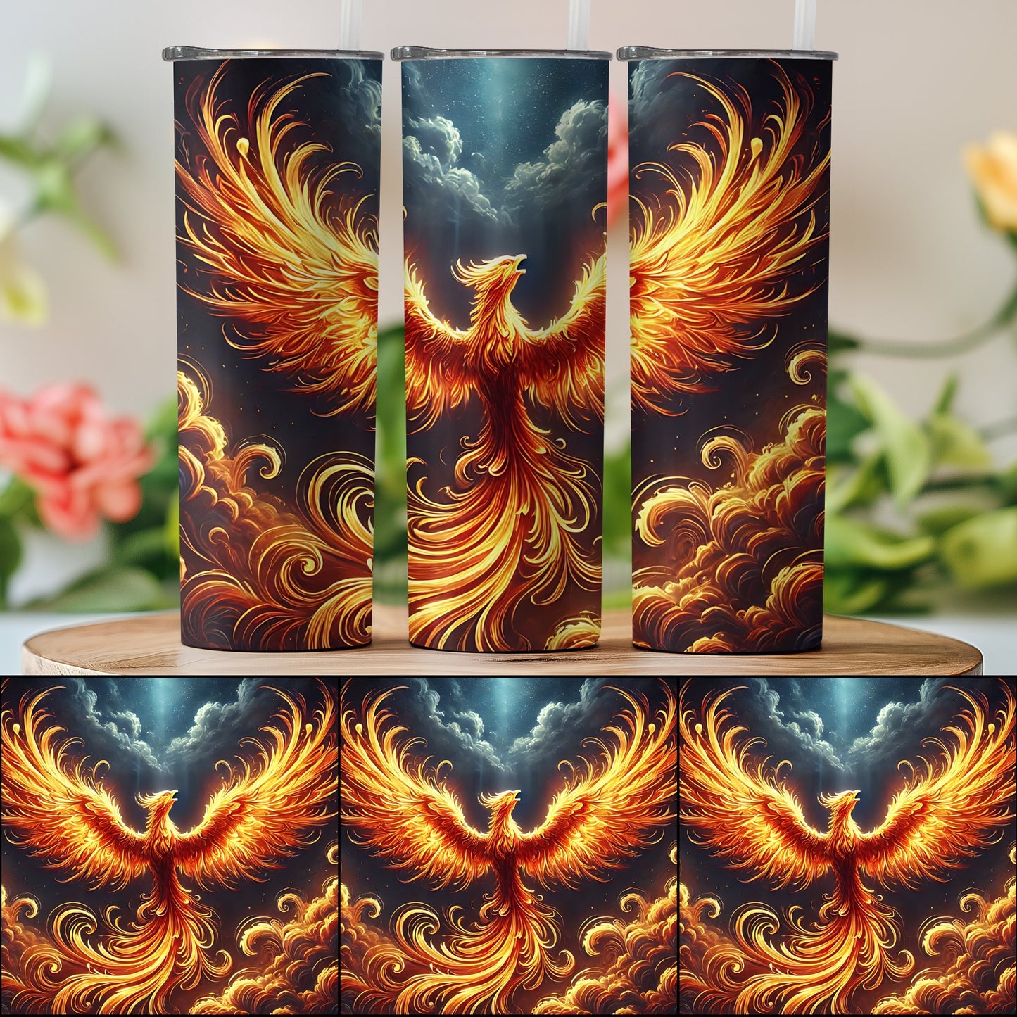 Majestic Fiery Phoenix Themed Tumbler product