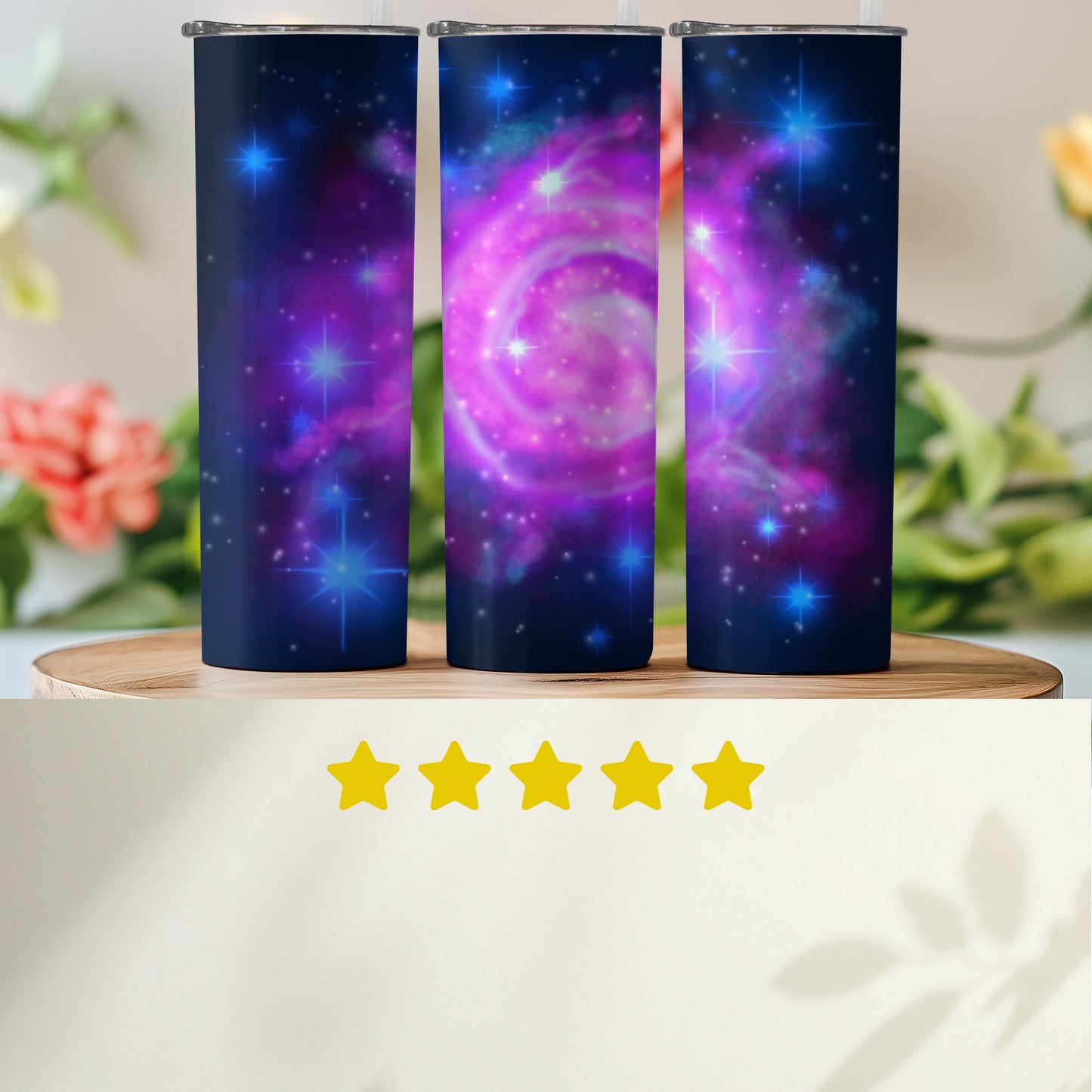Vibrant Galaxy Design Tumbler Flask with Five Star Rating product