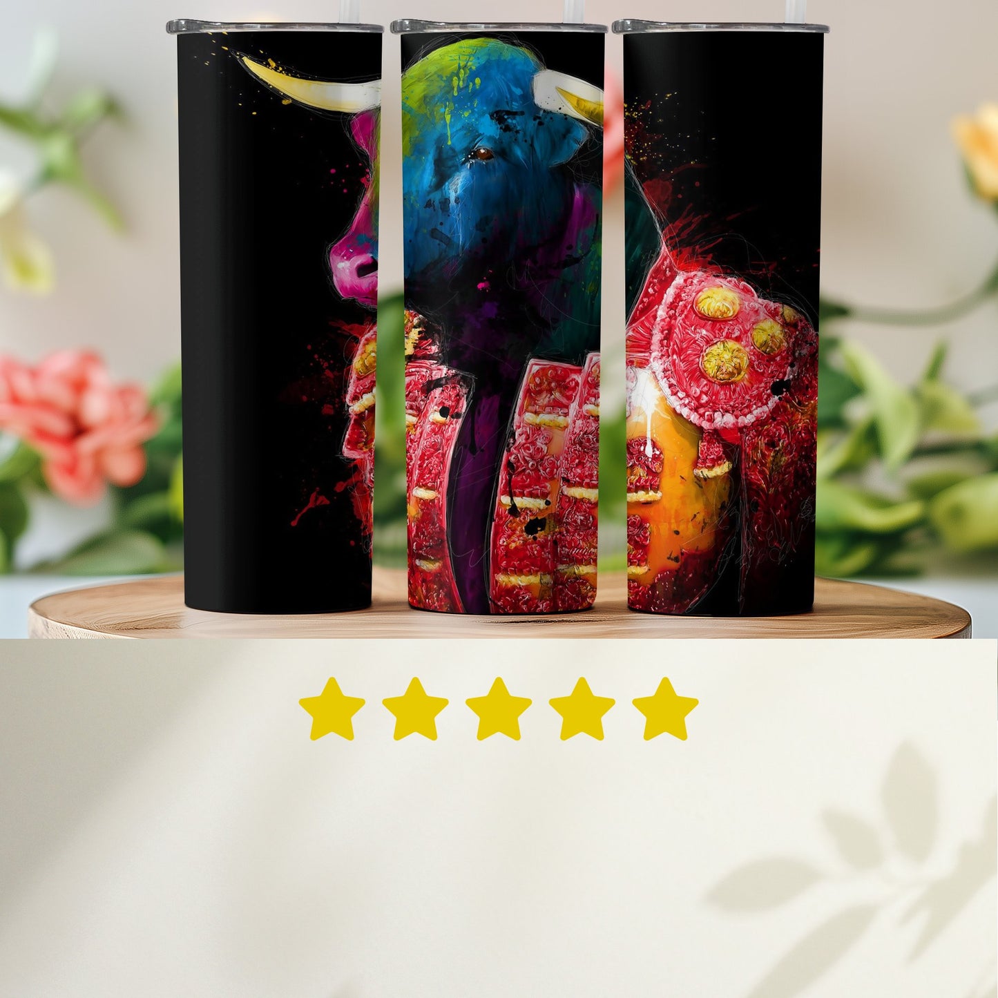 Colorful Bull Artistic Design Insulated Tumbler product