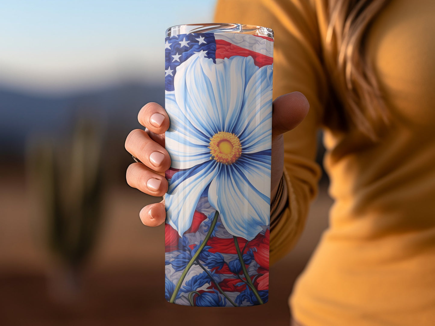 Patriotic Floral Print Tumbler Drinkware Product Type