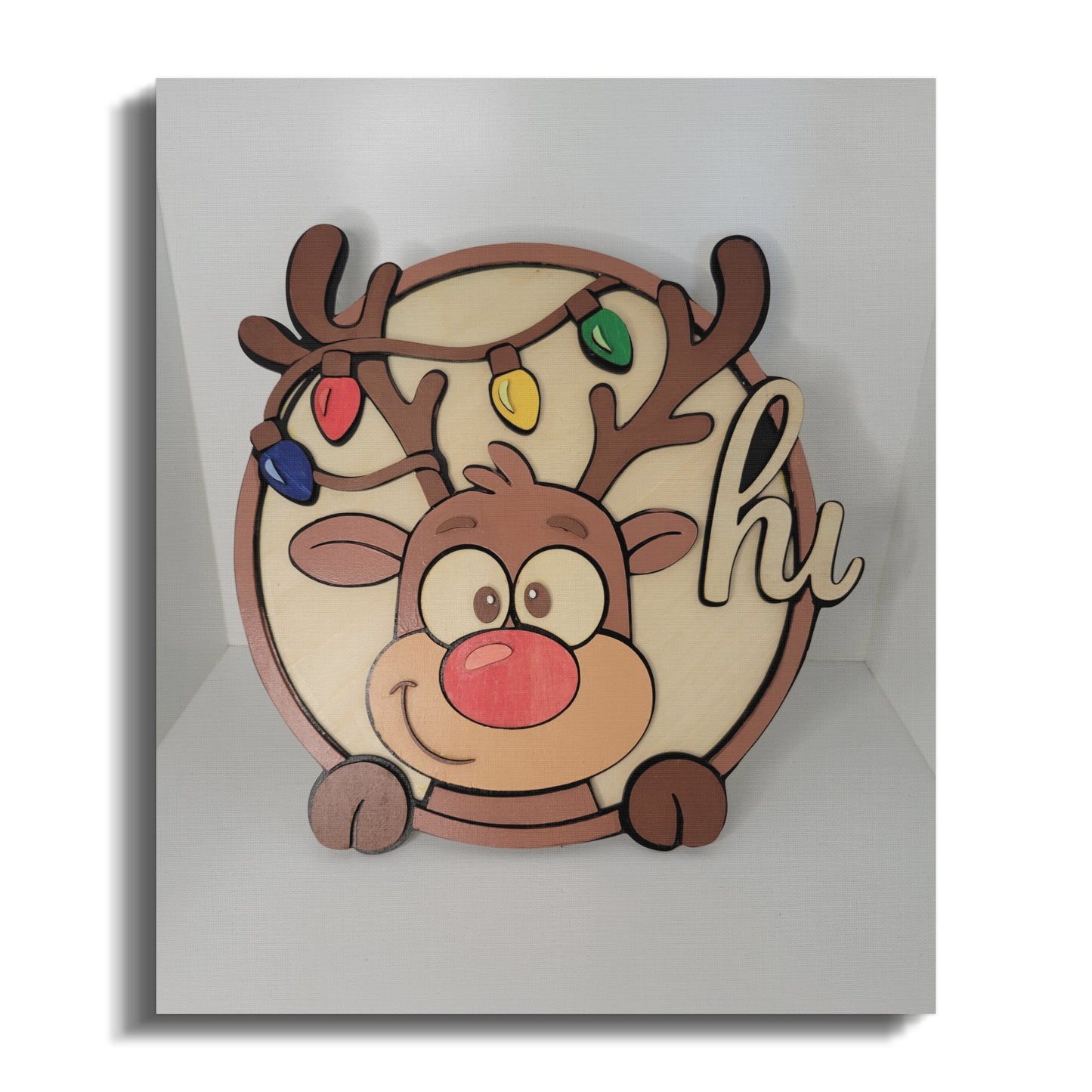 Colorful Reindeer Ornament with Cute Expression Decor