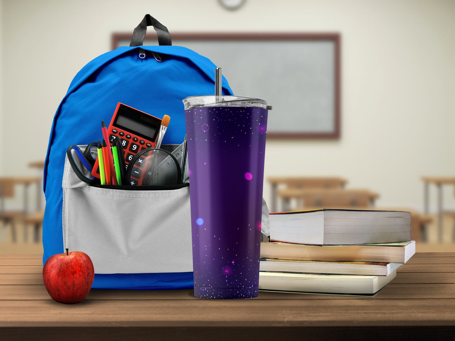 School Supplies and Insulated Purple Tumbler Product