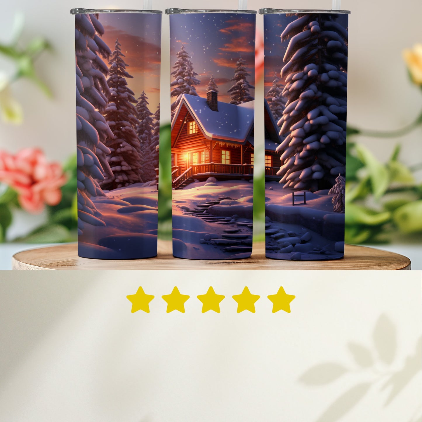 Cozy Winter Snow Cabin Scenic Tumbler Travel Mug product type