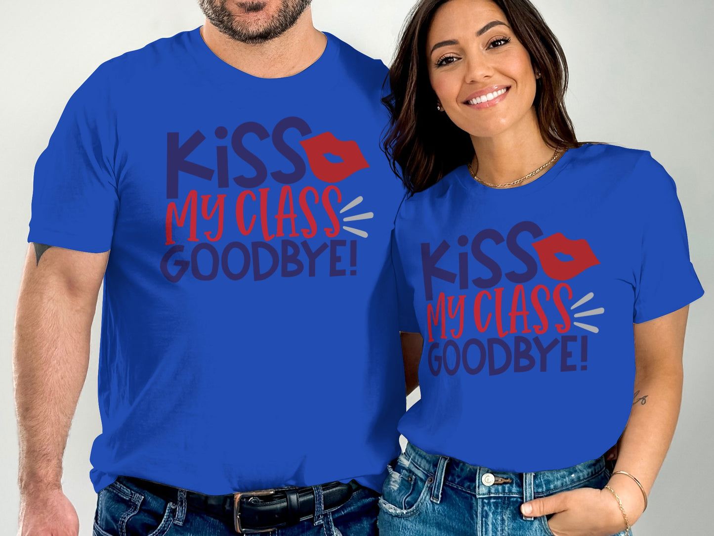 Kiss My Class Goodbye Graphic Unisex Blue T-shirt product