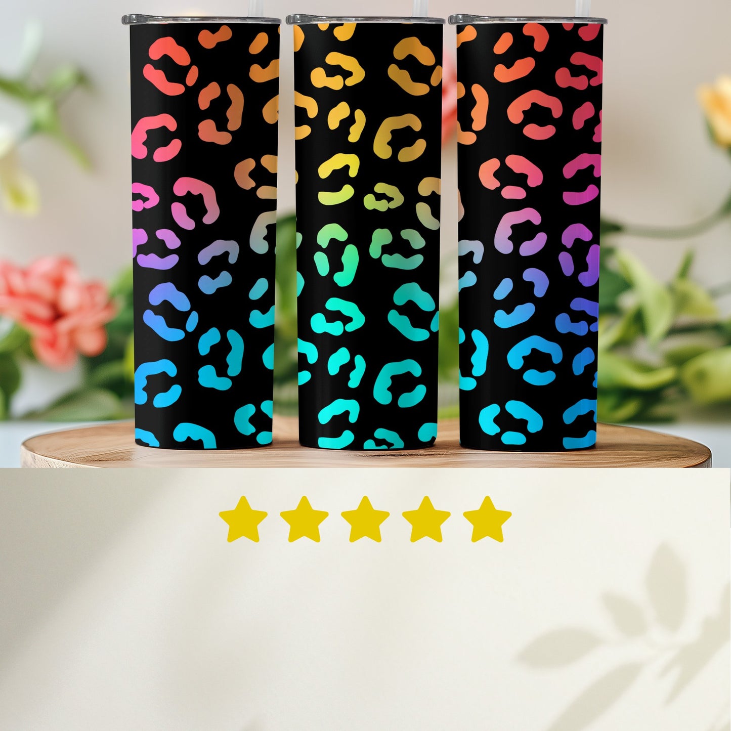 Rainbow Leopard Print Double-Walled Insulated Tumbler Product