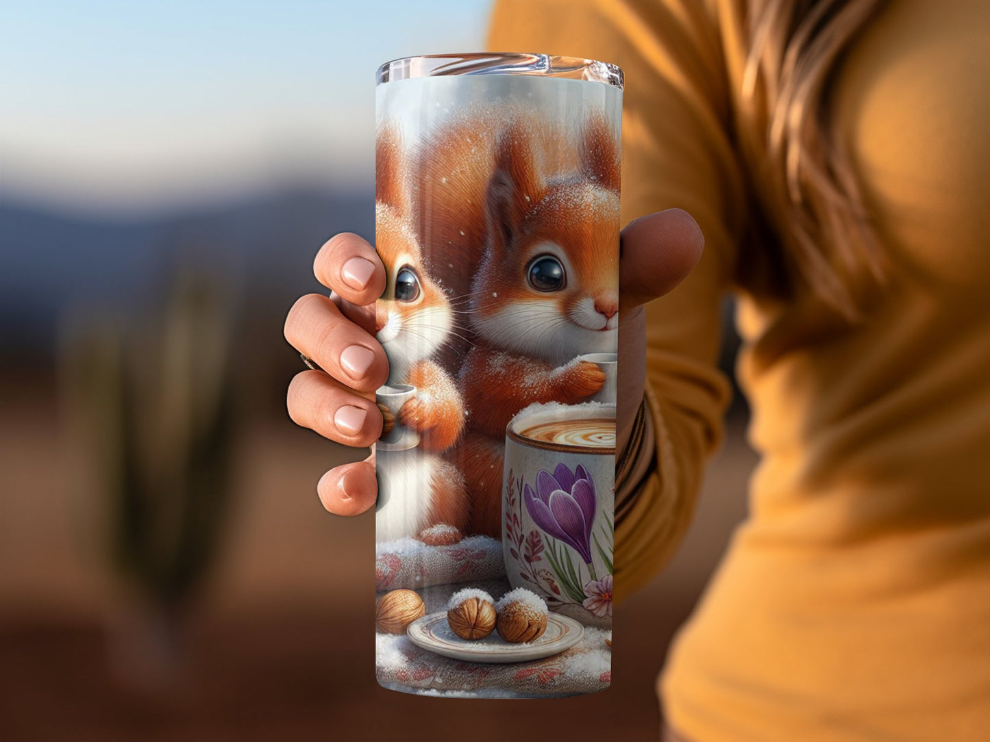 Adorable Baby Squirrels with Coffee Tumbler product