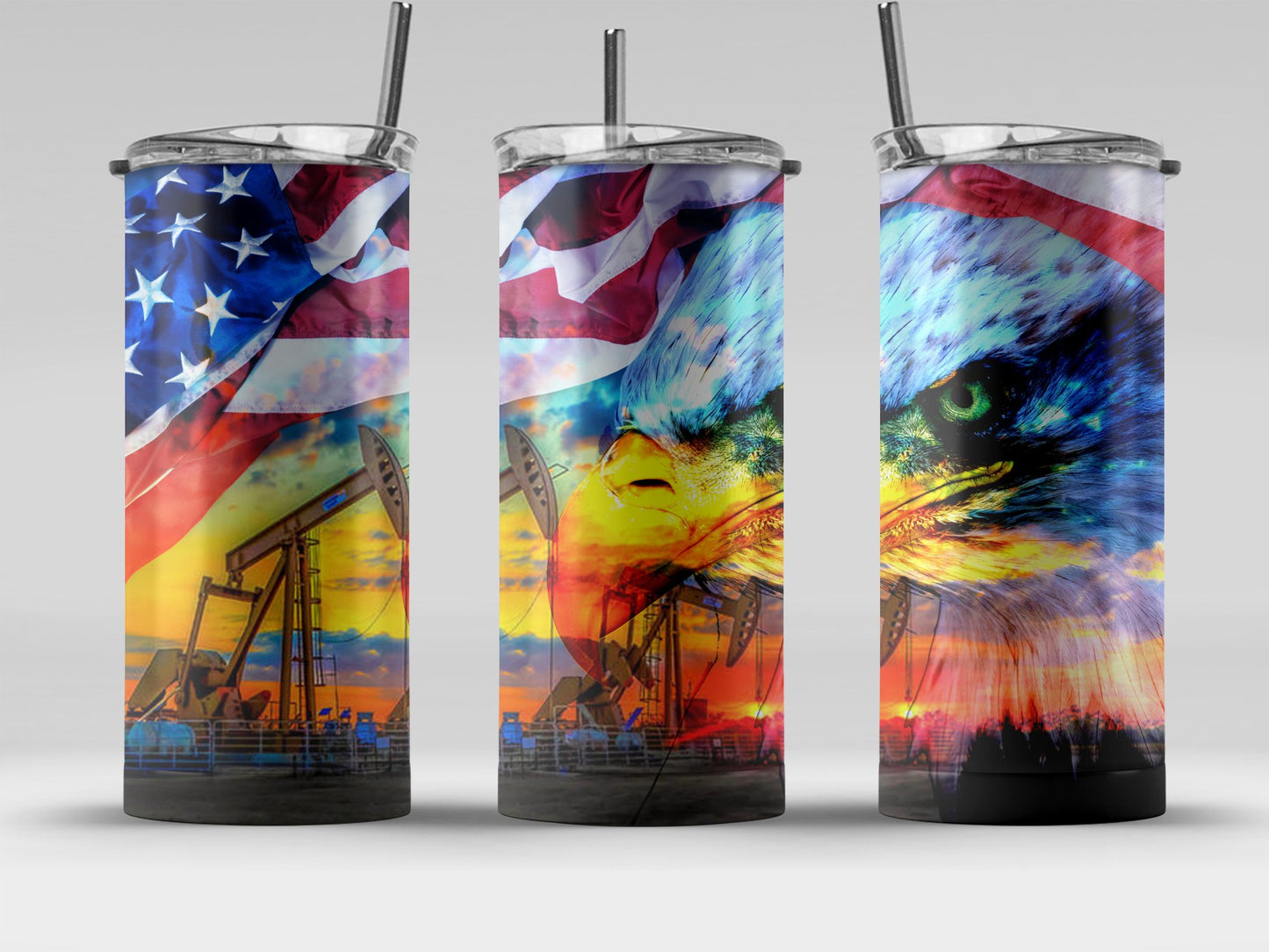 American Flag Eagle Oil Rigs Tumbler product type