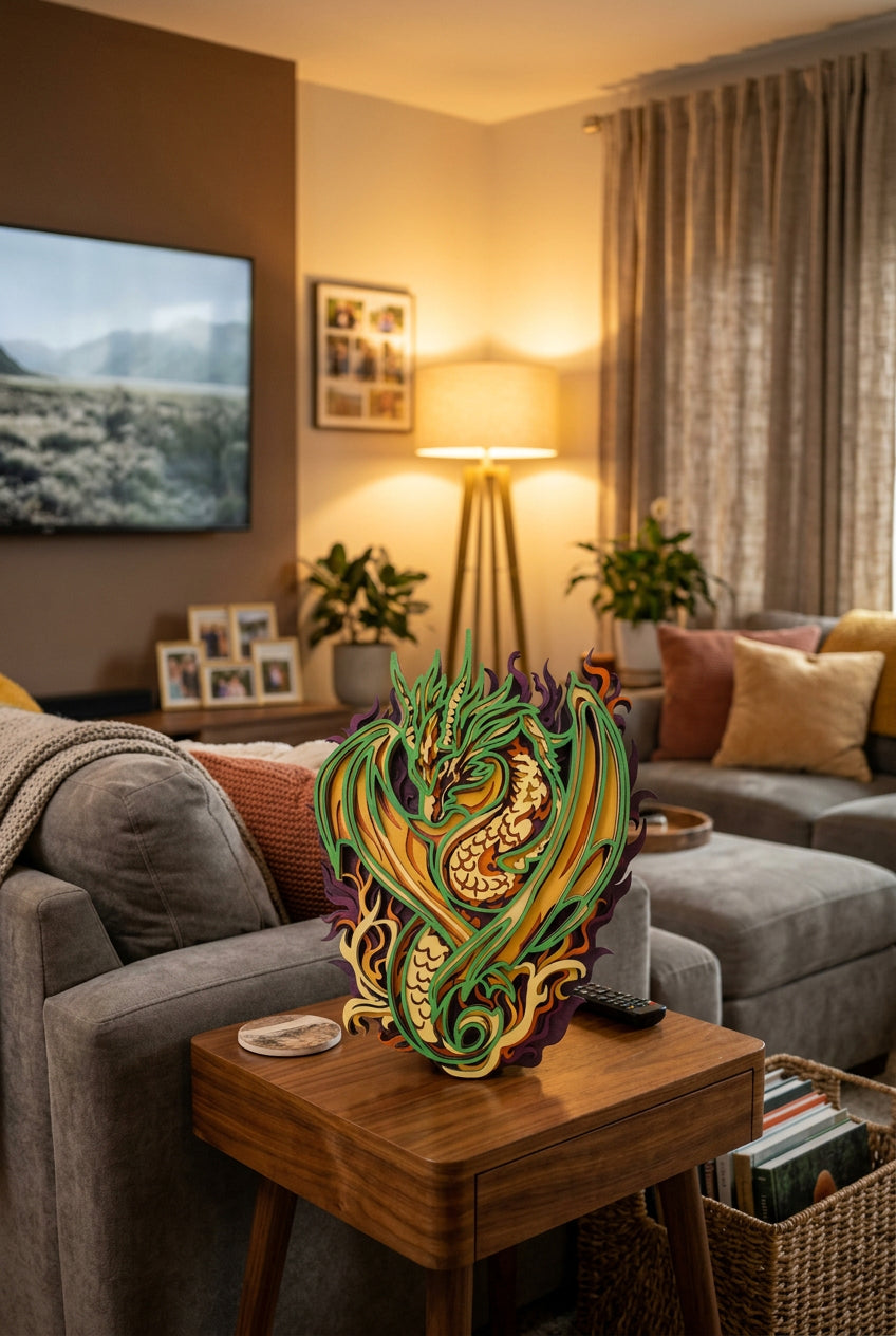 Intricate Multicolored Dragon Wall Art Decor