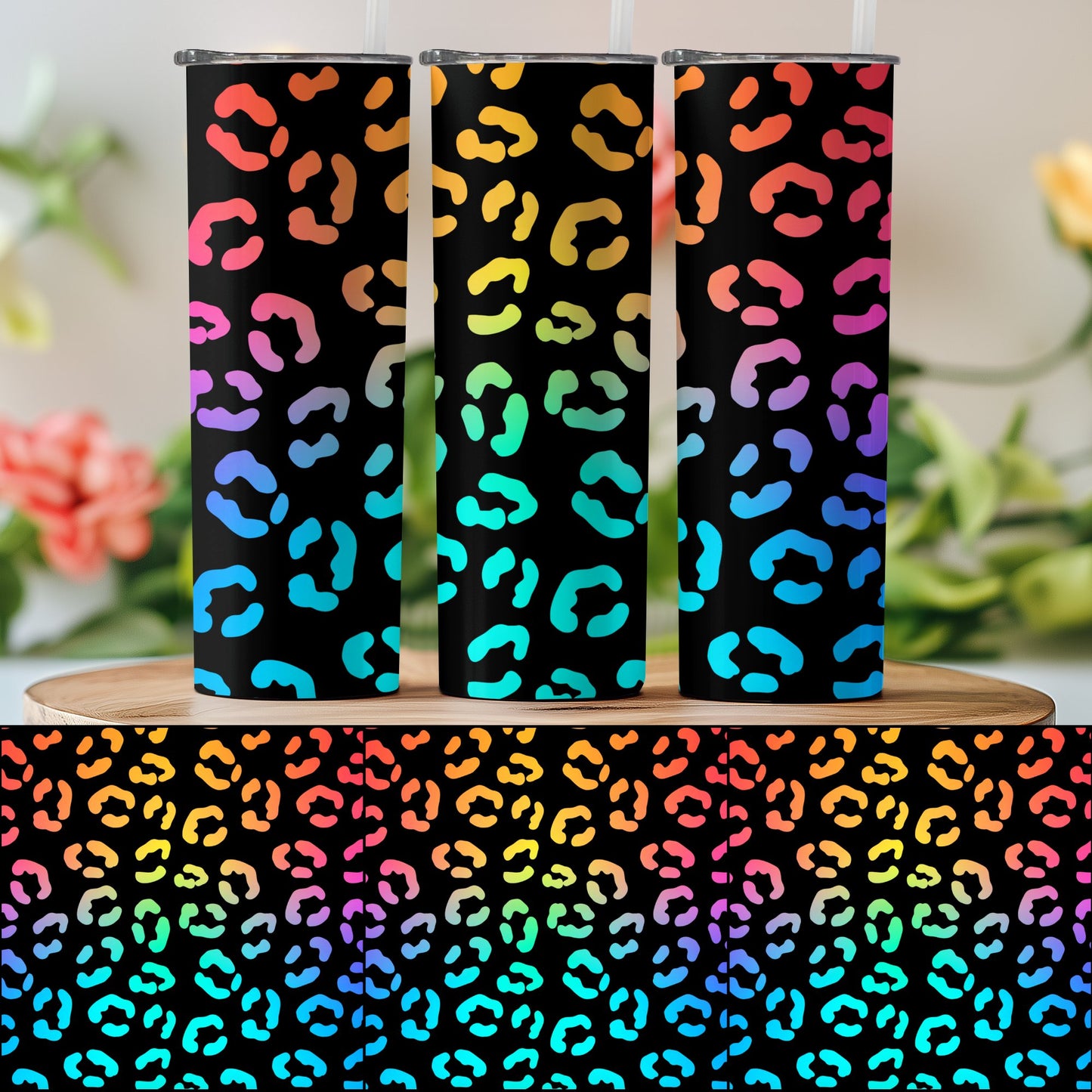 Vibrant Rainbow Leopard Print Tumblers Stylish Product