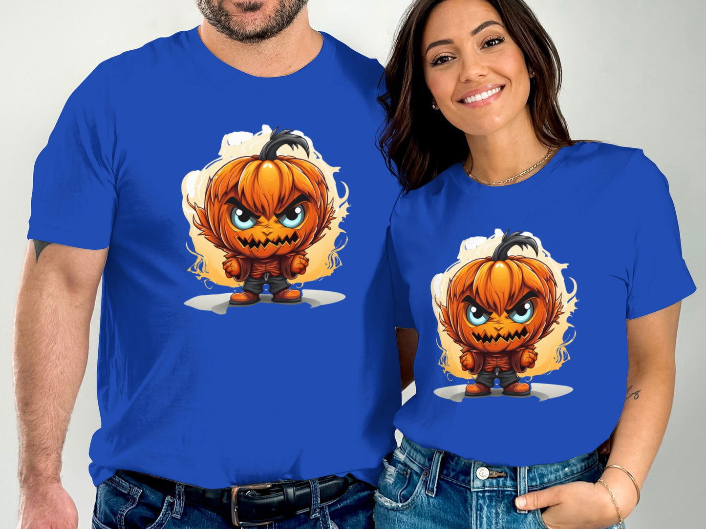 Vibrant Blue T-Shirts Featuring Fierce Pumpkin Design product