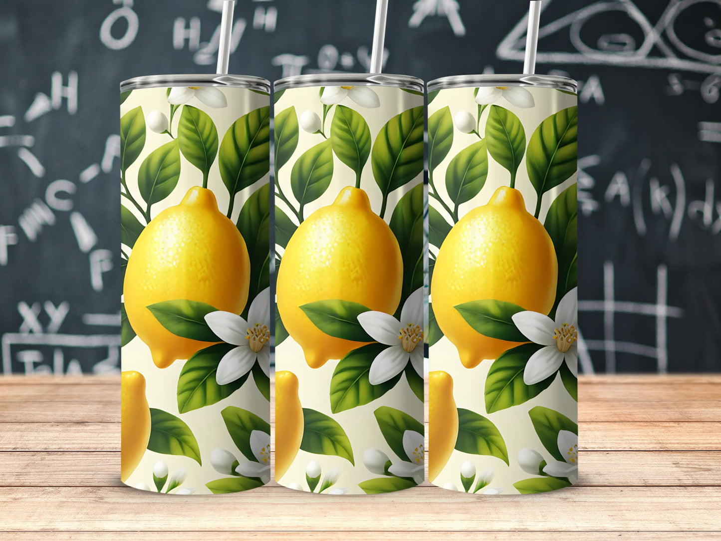 Bright Lemon Blossom Design Tumbler Drinkware product type