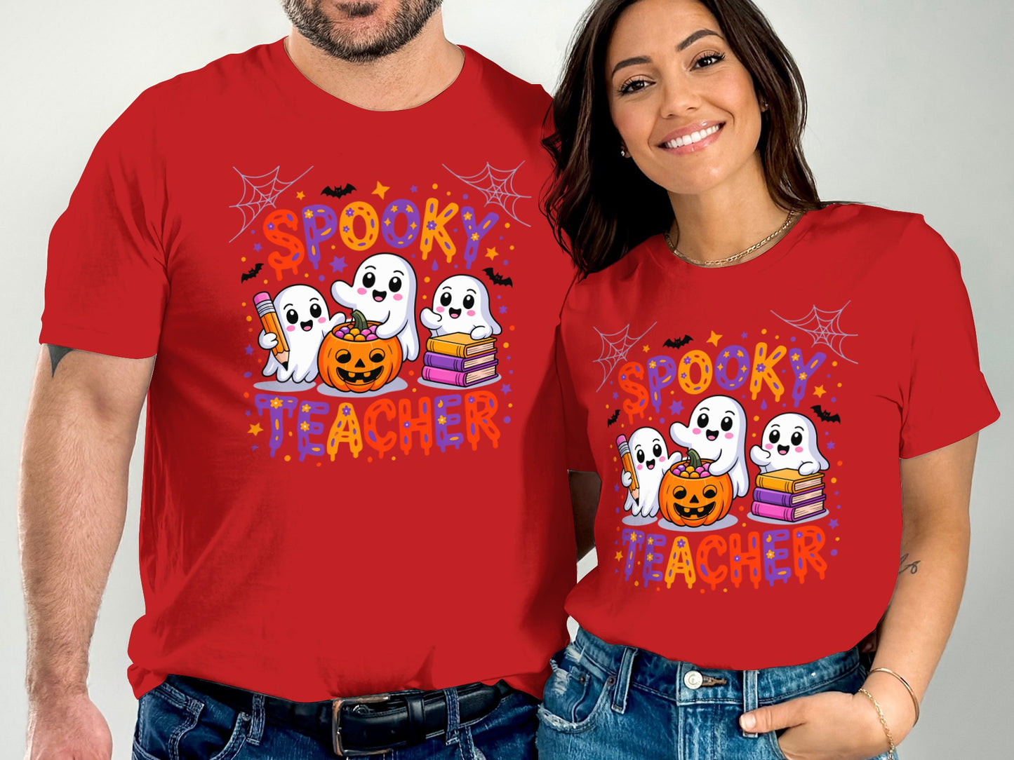 Spooky Teacher Ghost and Pumpkin Design T-shirt product