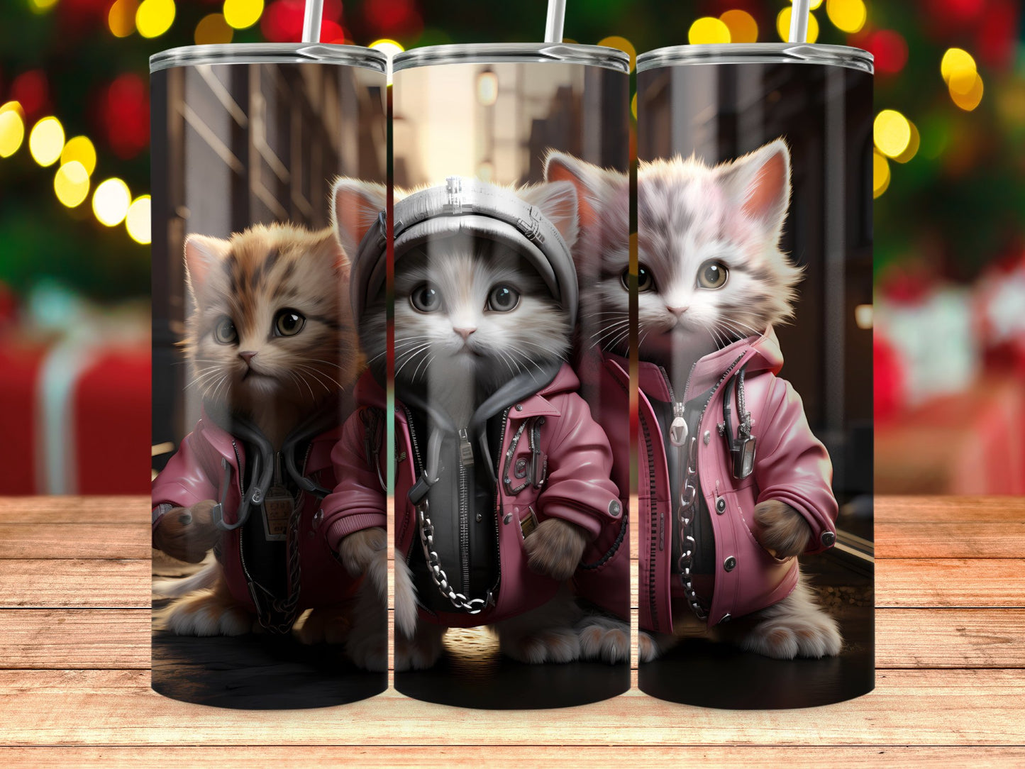 Adorable Kittens with Pink Hoodies Tumbler product