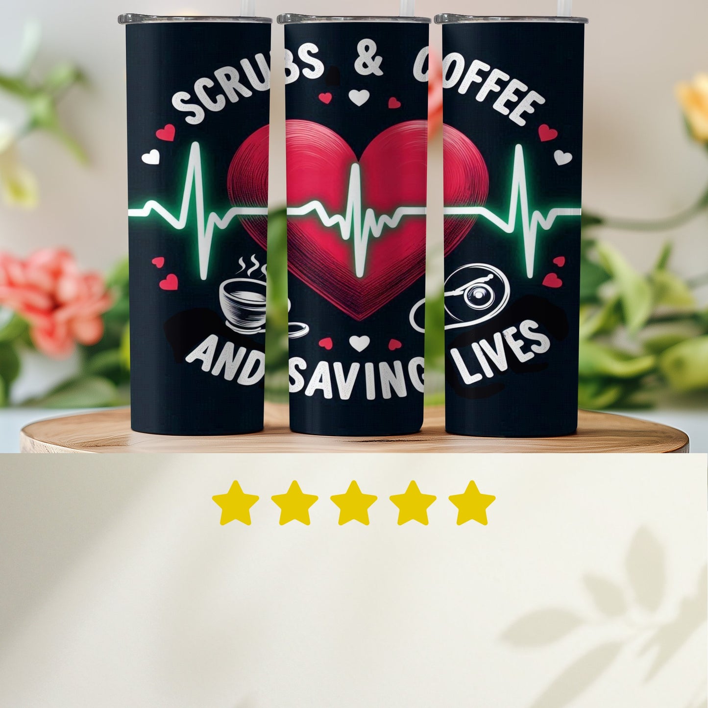 Scrubs and Coffee Saving Lives Themed Drinkware product type