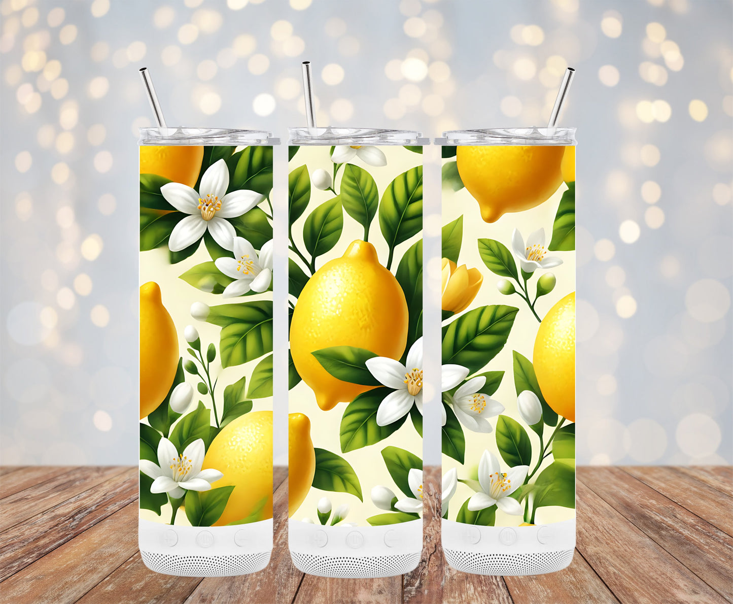 Bright Lemon and Floral Design Tall Tumbler Product