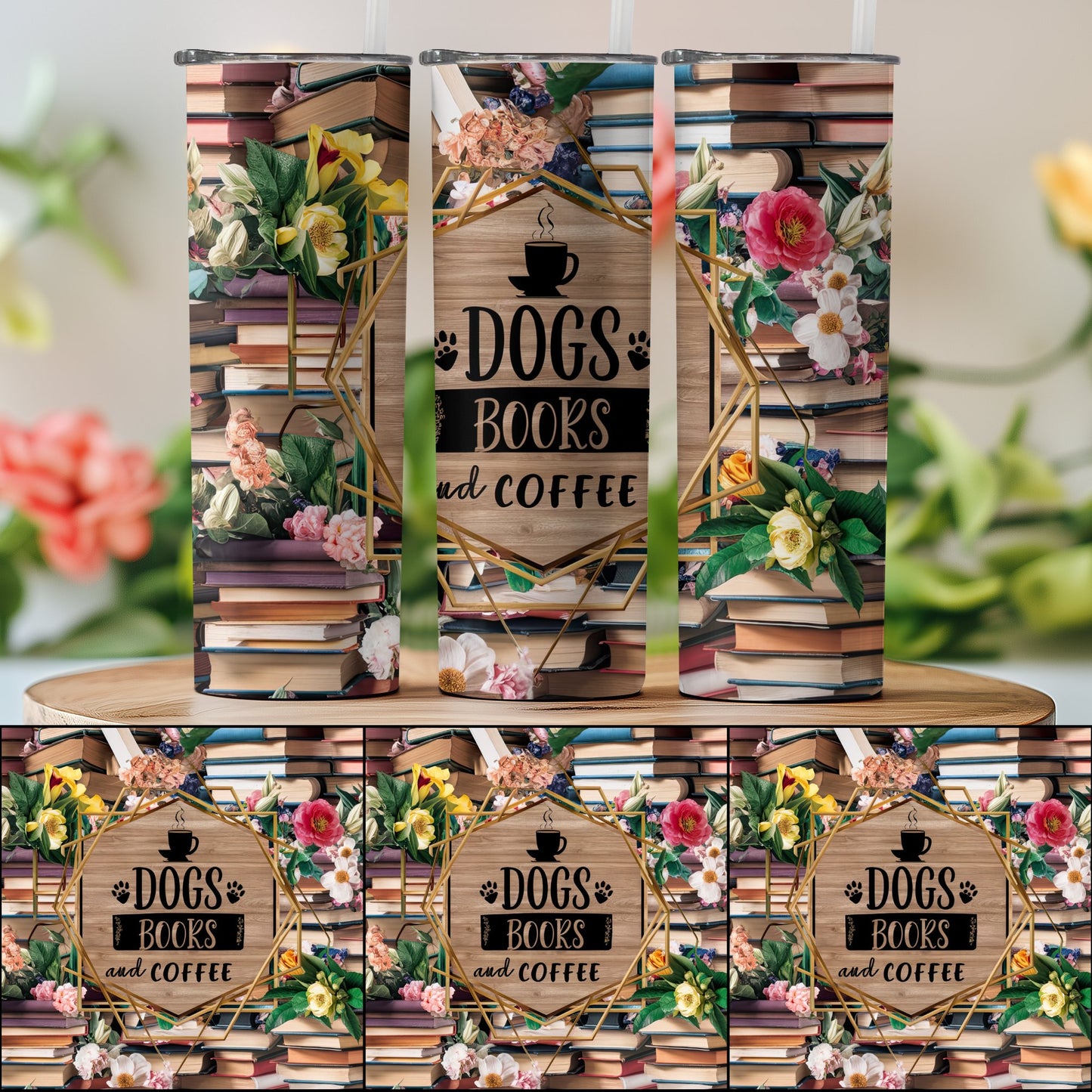 Colorful Dogs Books and Coffee Tumbler product