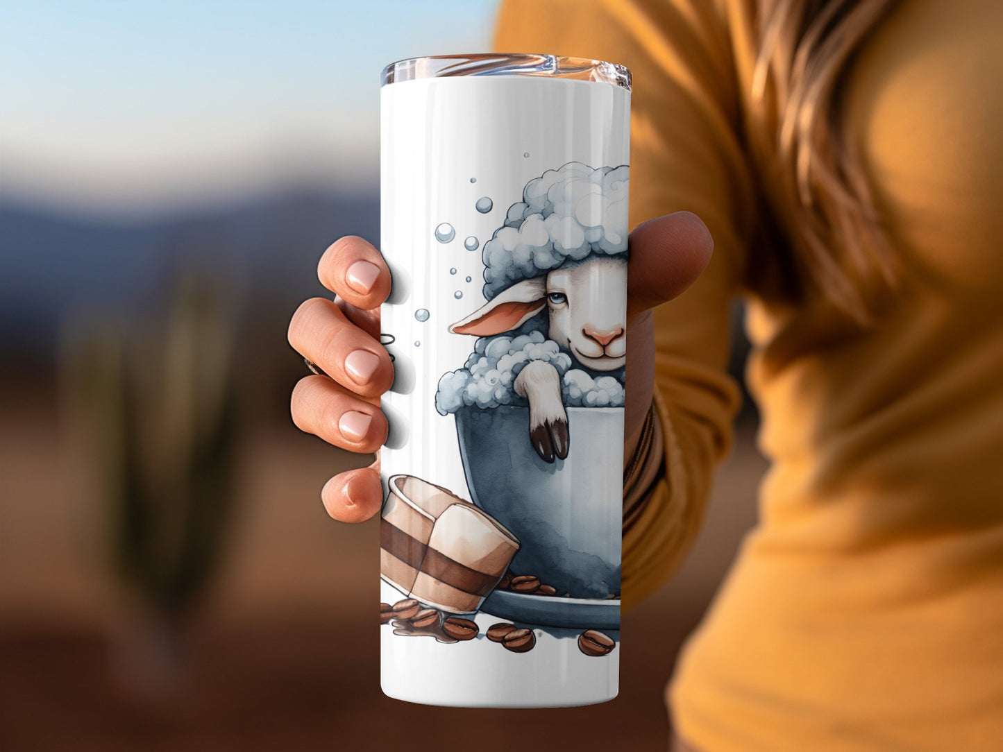 Adorable Sheep Design Coffee Themed Travel Mug Product
