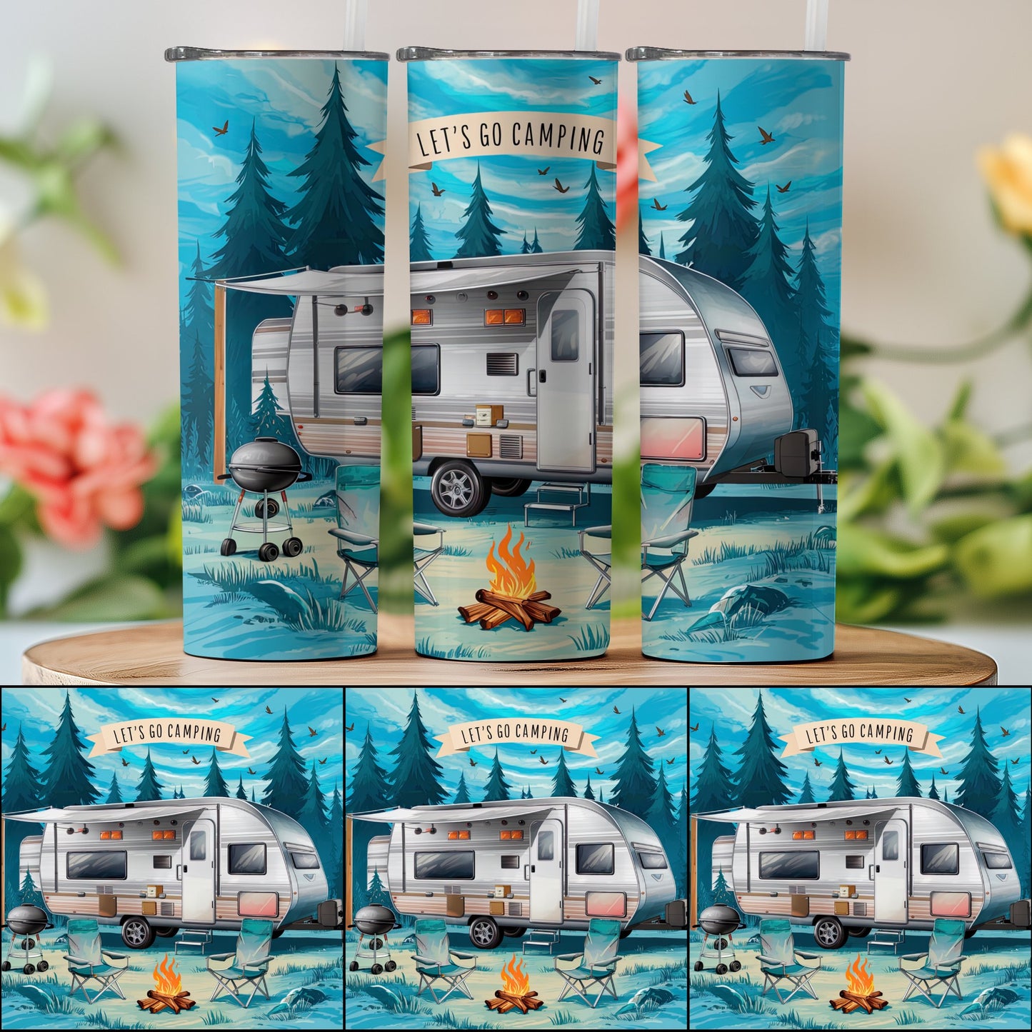 Fun Let's Go Camping Tumbler Engaging Design product