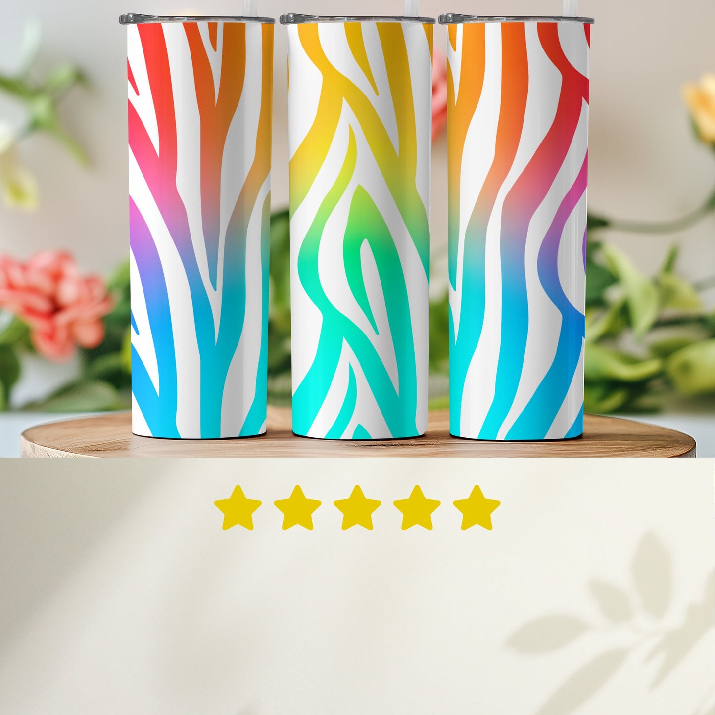 Rainbow Zebra Stripes Tumbler Colorful Barware product type