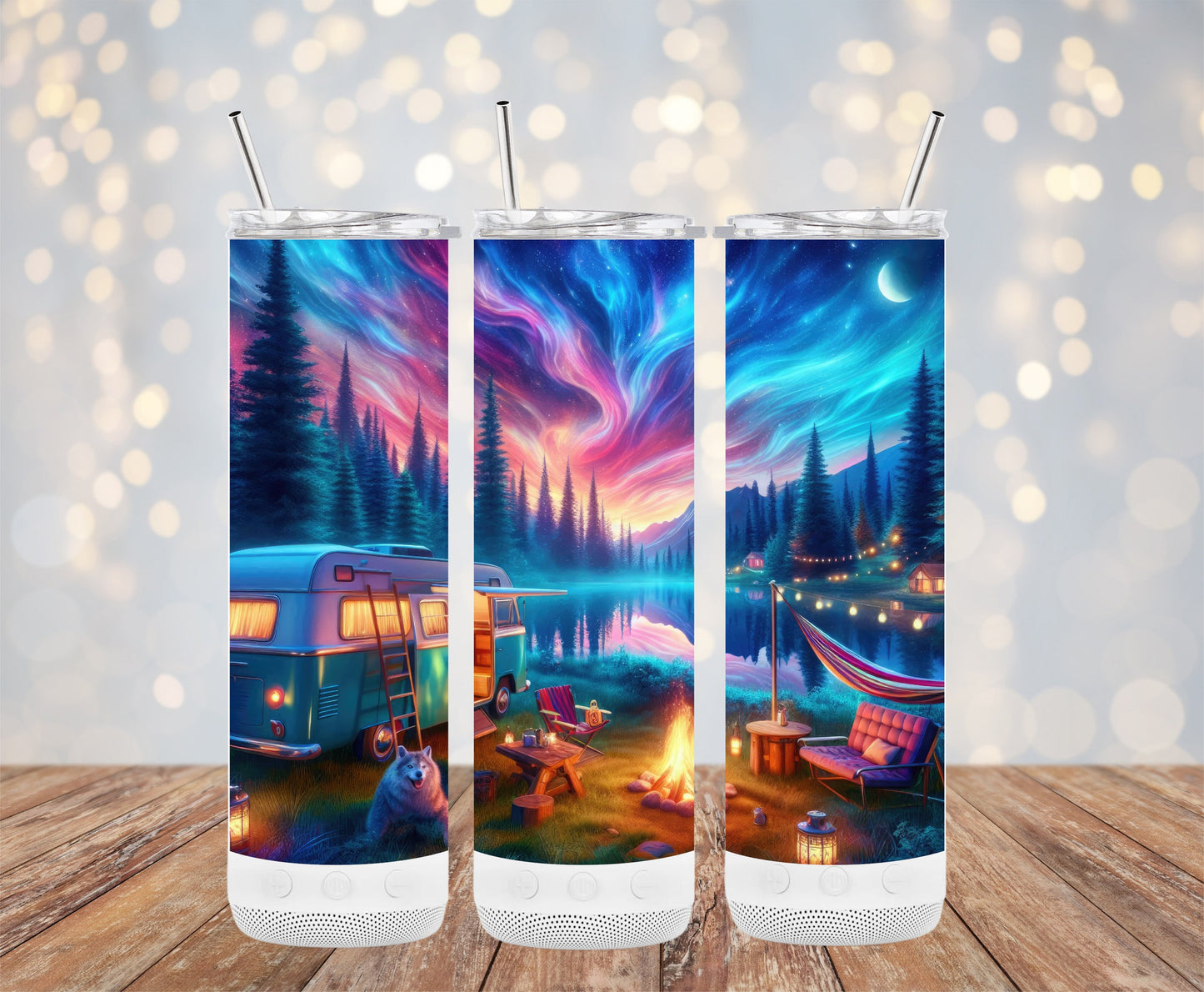 Colorful Camping Scene Travel Tumbler product type