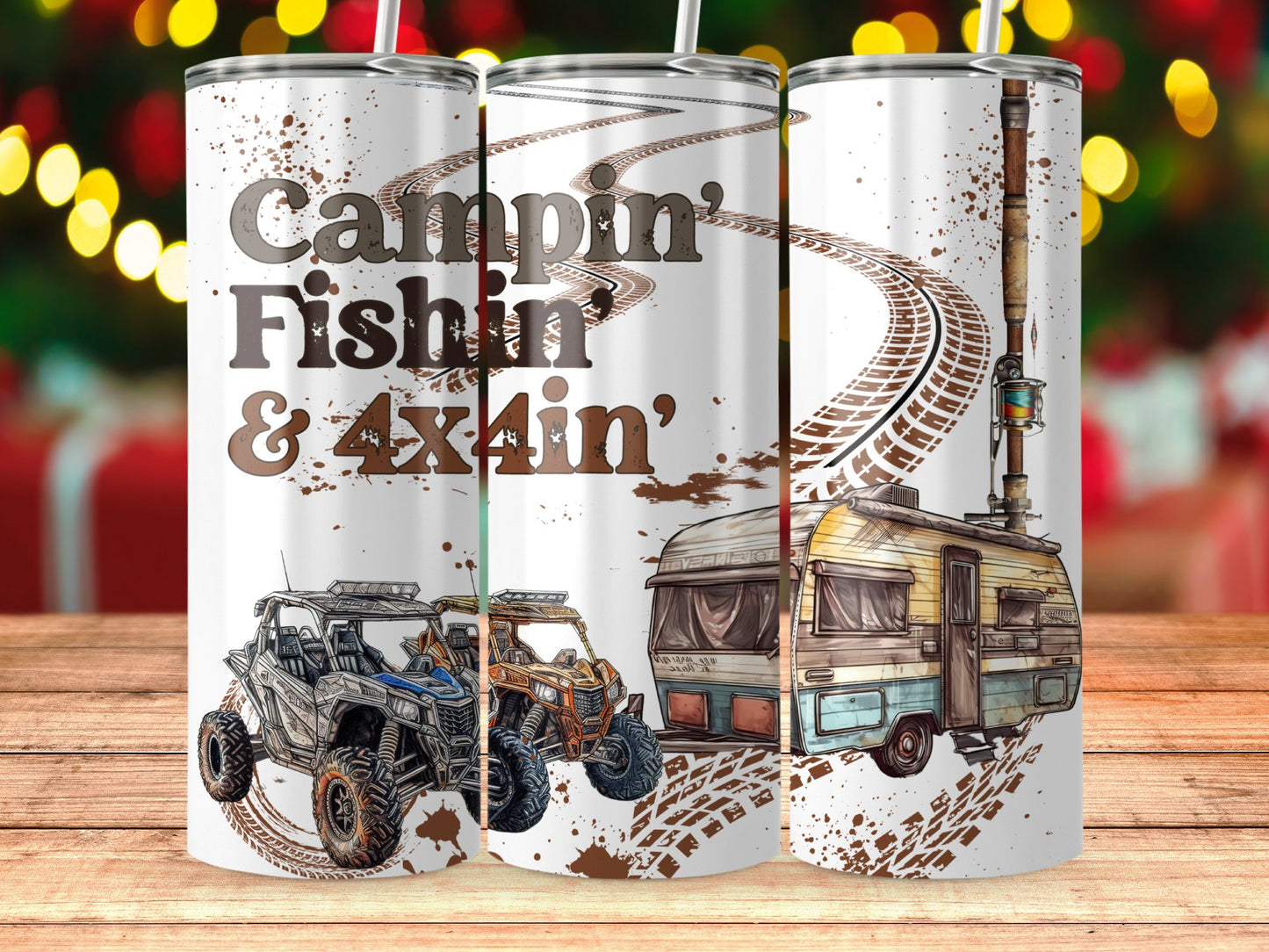 Campin Fishin & 4x4in travel tumbler product type