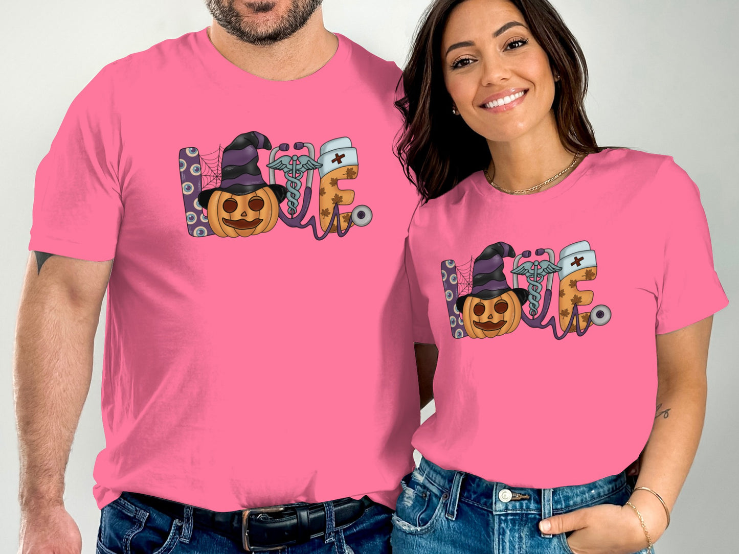 Pink T-shirt with Halloween Theme Love Shirt product type