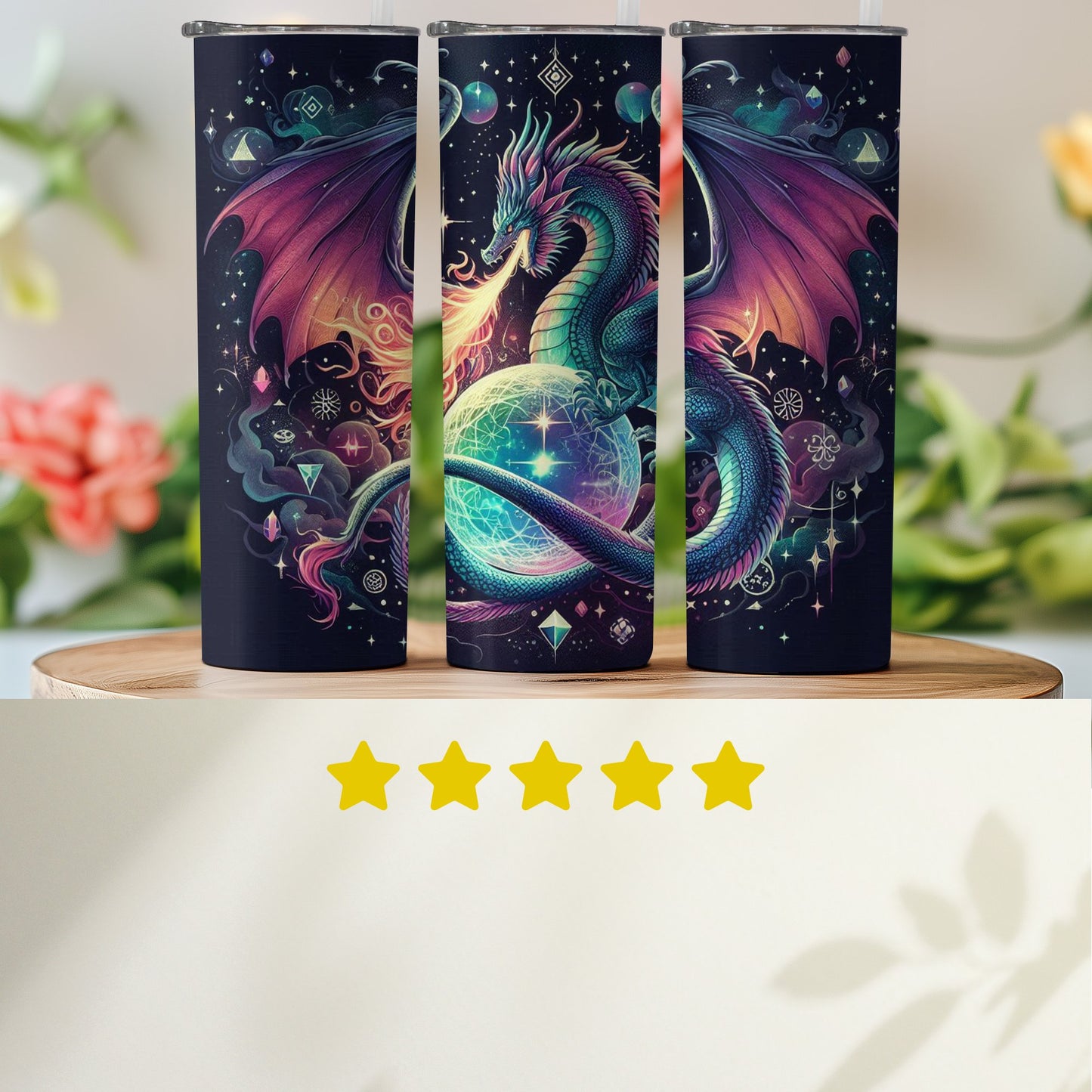 Mystical Dragon Design Tumbler Vibrant Artistic Product