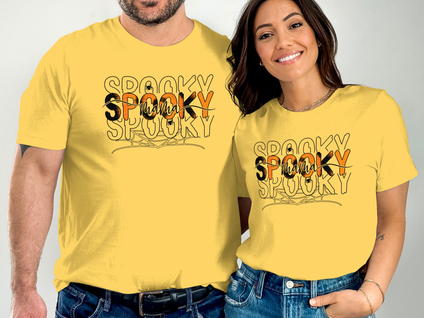 Spooky Mama Halloween Printed Yellow Shirt Unisex product
