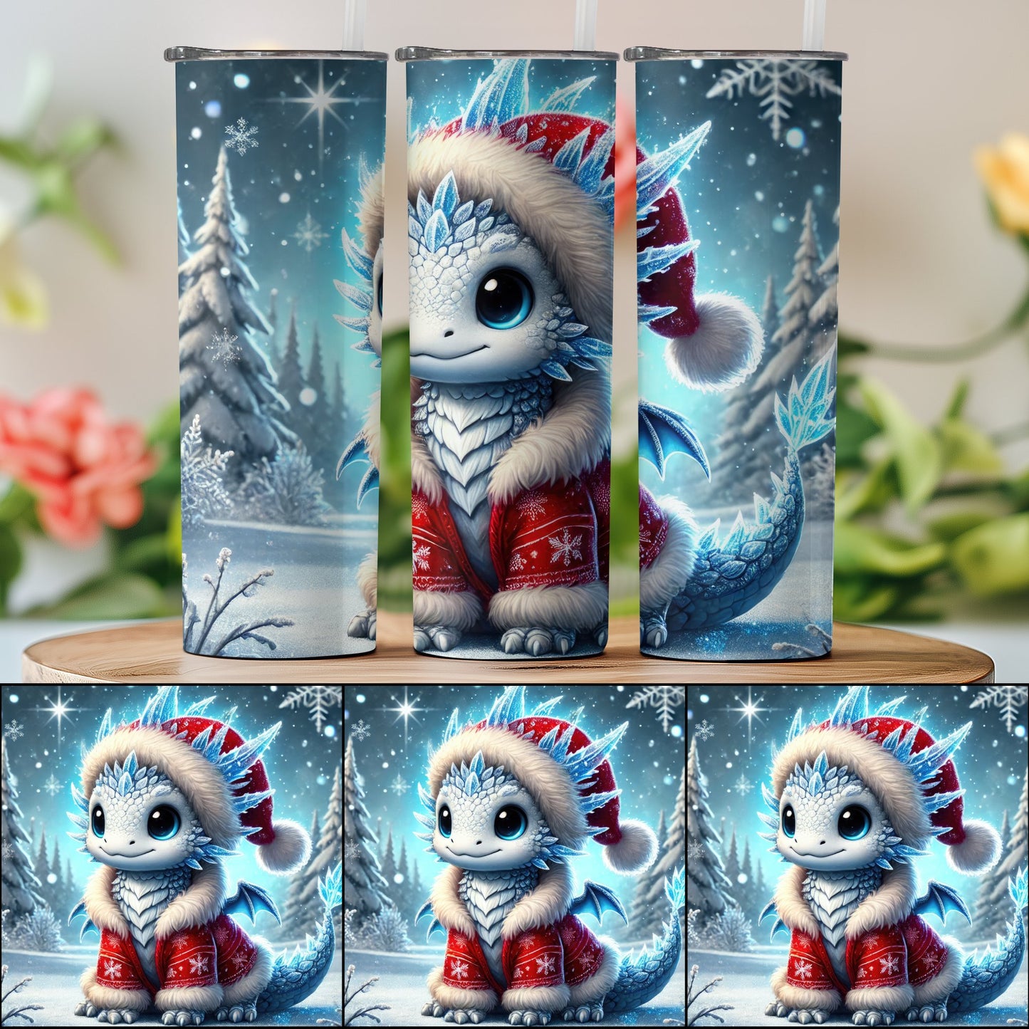 Adorable Christmas Dragon Pattern Tumbler product