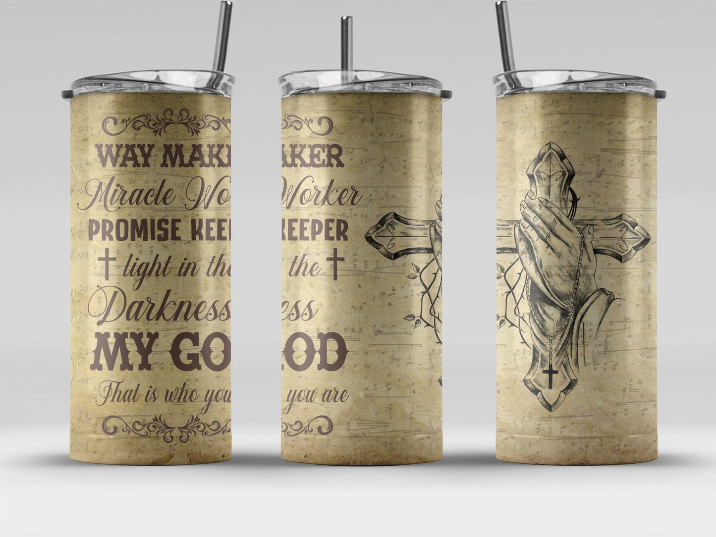 Way Maker Miracle Worker Promise Cross tumbler product
