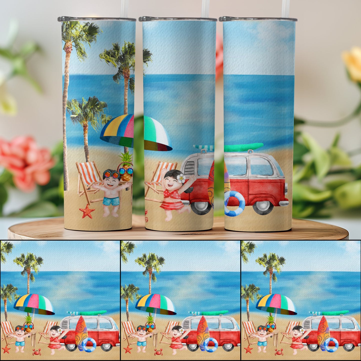 Fun Beach Scene with Kids Insulated Tumbler product
