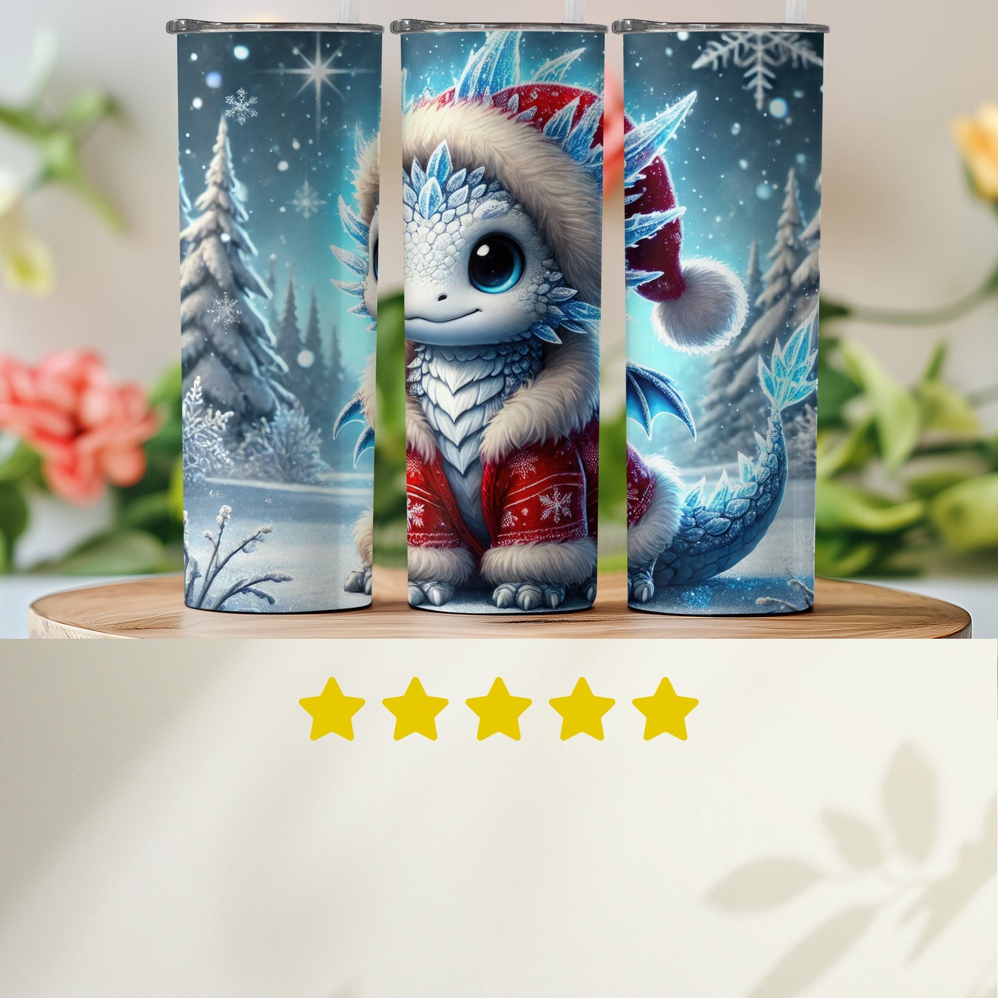 Adorable Winter Dragon Tumbler With Santa Hat product