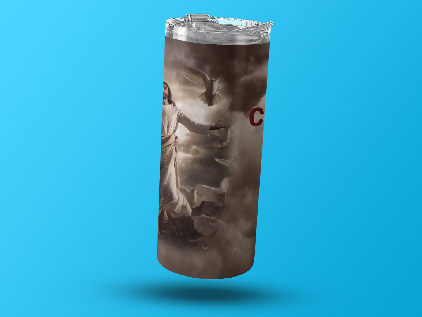 Jesus Clouds Scene Tumbler Inspirational Drinkware product type