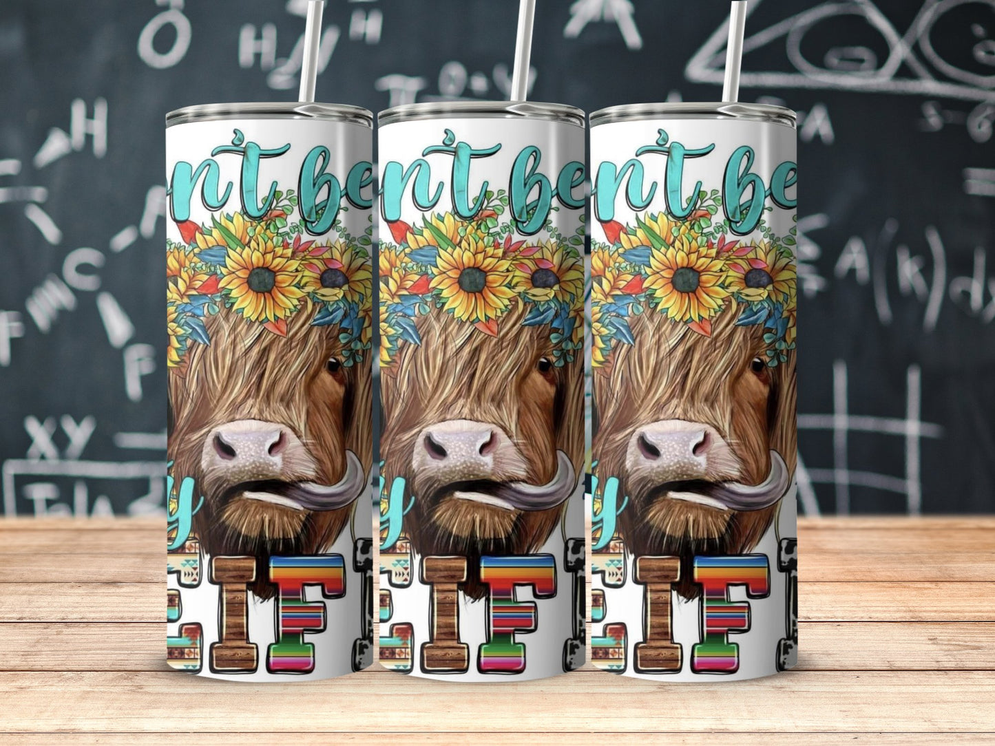 Colorful Highland Cow Floral Tumbler Cup Product