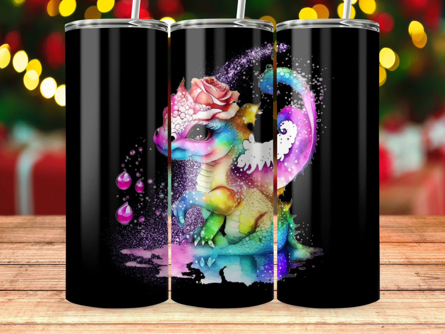 Adorable Rainbow Dragon Themed Tumbler product