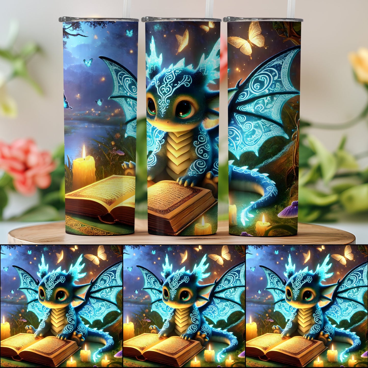 Adorable Dragon with Glowing Patterns Tumbler product