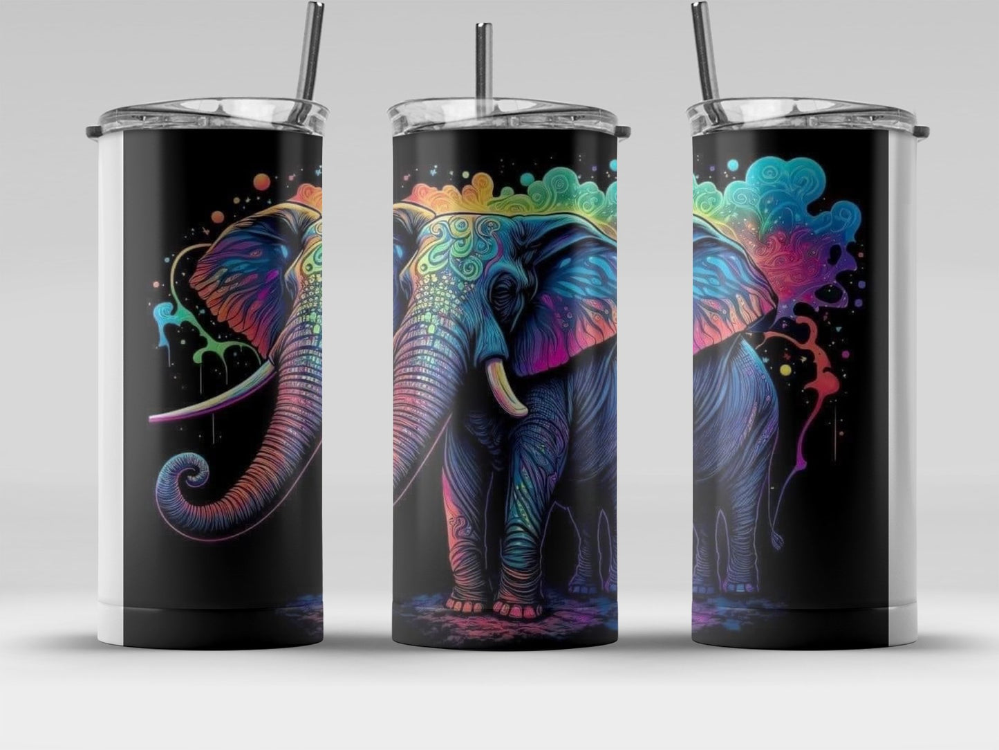 Colorful Artistic Elephant Design Insulated Tumbler product