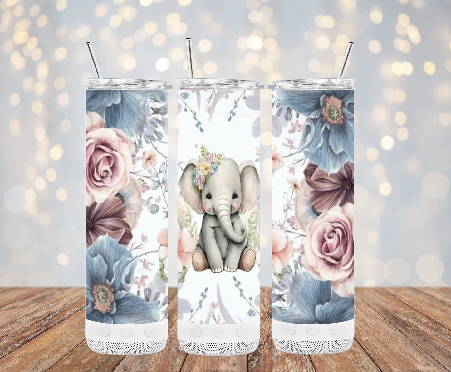 Adorable Baby Elephant Floral Skinny Tumbler product