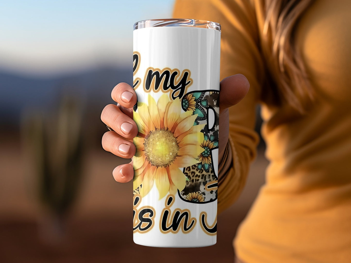 Sunflower and Leopard Tumbler for Cheerful Daily Product