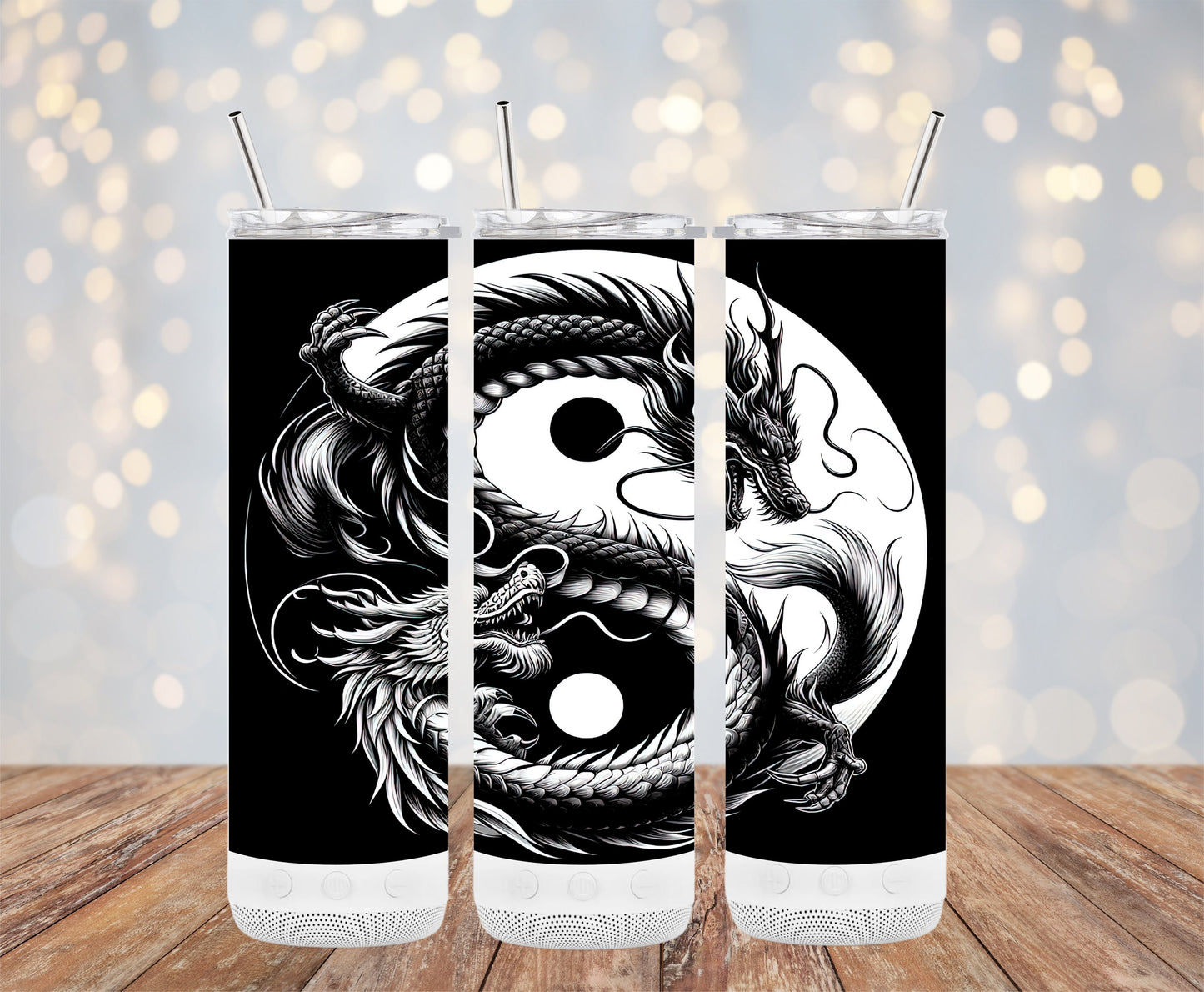 Yin Yang Dragon Art Design Tumbler Stainless Steel product