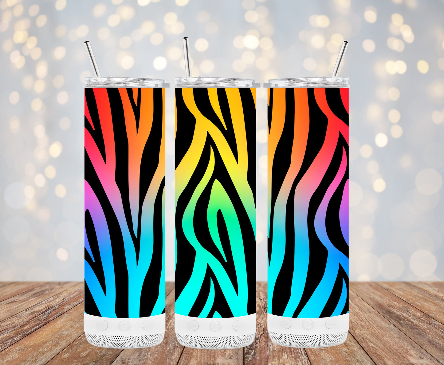 Vibrant Rainbow Zebra Stripe Tumbler Design product type