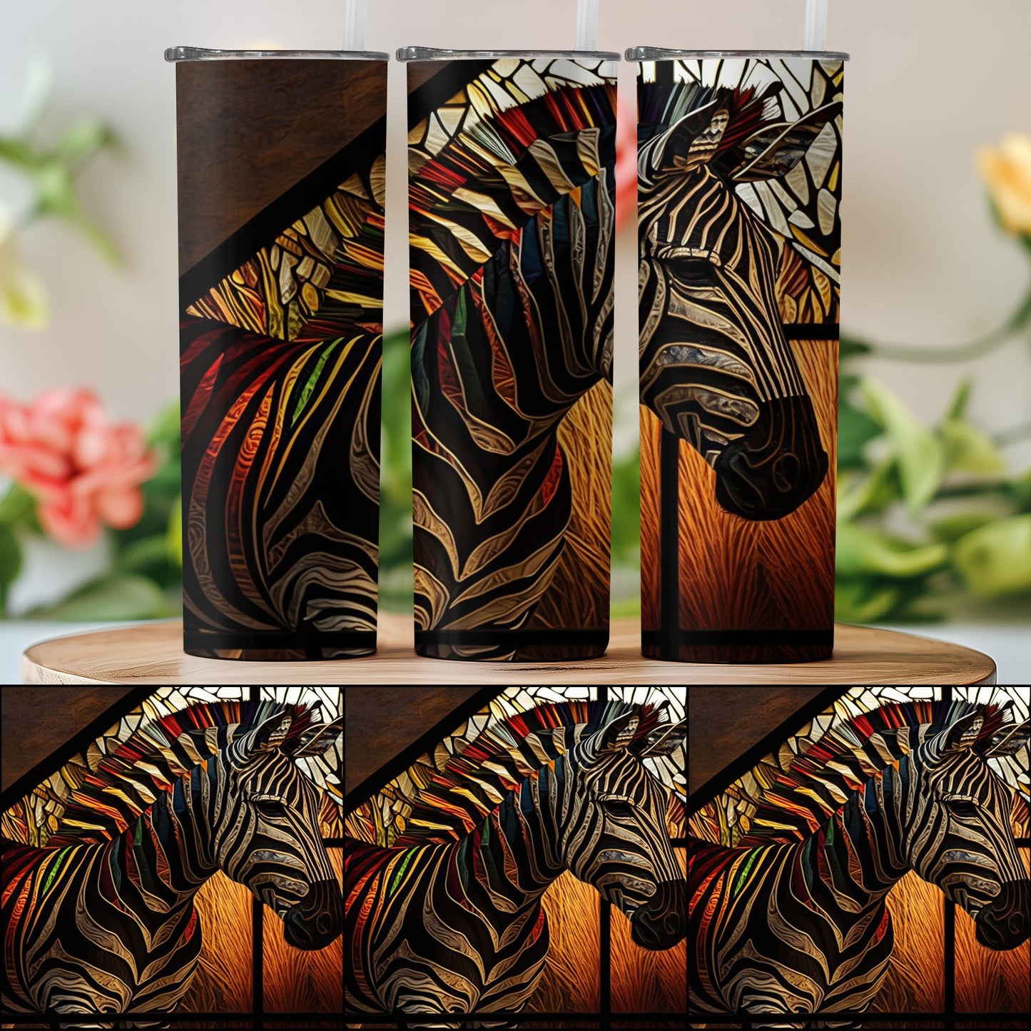 Vibrant Zebra Design Tumbler Travel Mug Artistic product type